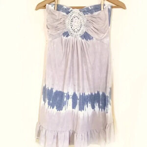 Vintage Havana bohemian tie-dyed tube dress with crochet detail in front